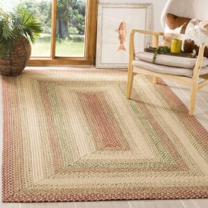 safavieh braided collection 4' x 6' rust / multi brd303a handmade country cottage reversible area rug