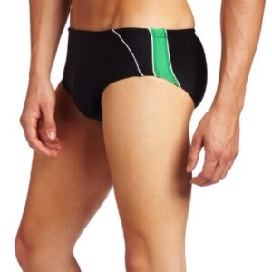 Speedo Men's Mercury Splice Endurance Plus Brief Swimsuit, Black/Green, 26