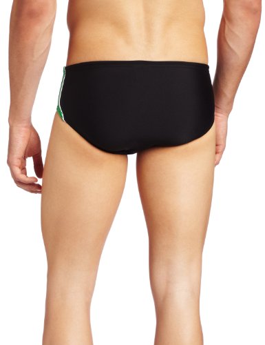 Speedo Men's Mercury Splice Endurance Plus Brief Swimsuit, Black/Green, 26