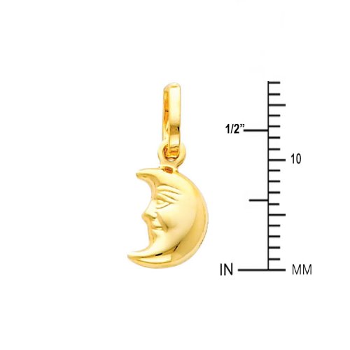 GoldenMine Fine Jewelry Collection 14k Yellow Gold Half Moon Face Charm Pendant