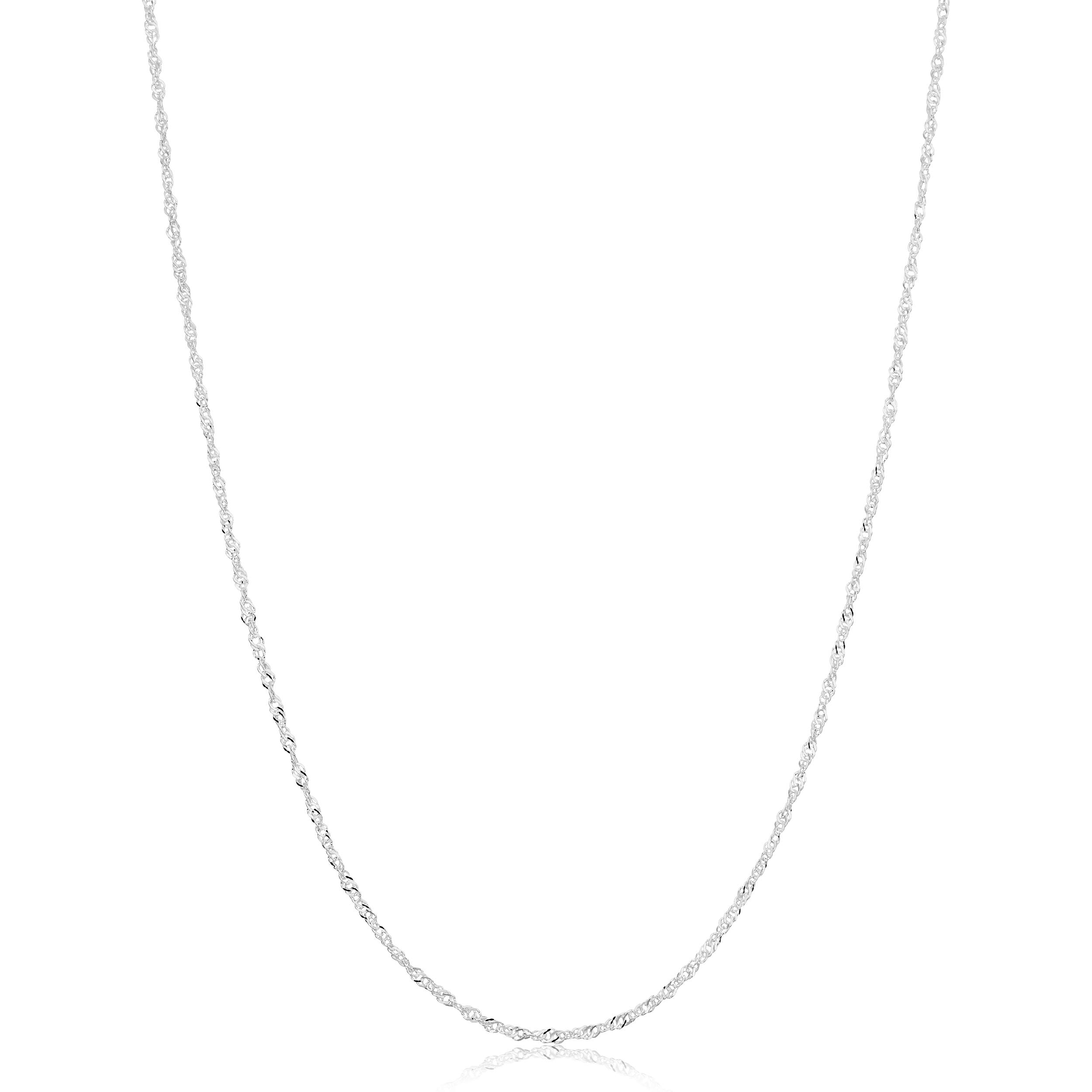 Sterling Silver Singapore Chain Pendant Necklace (1.3 mm, 20 inch)