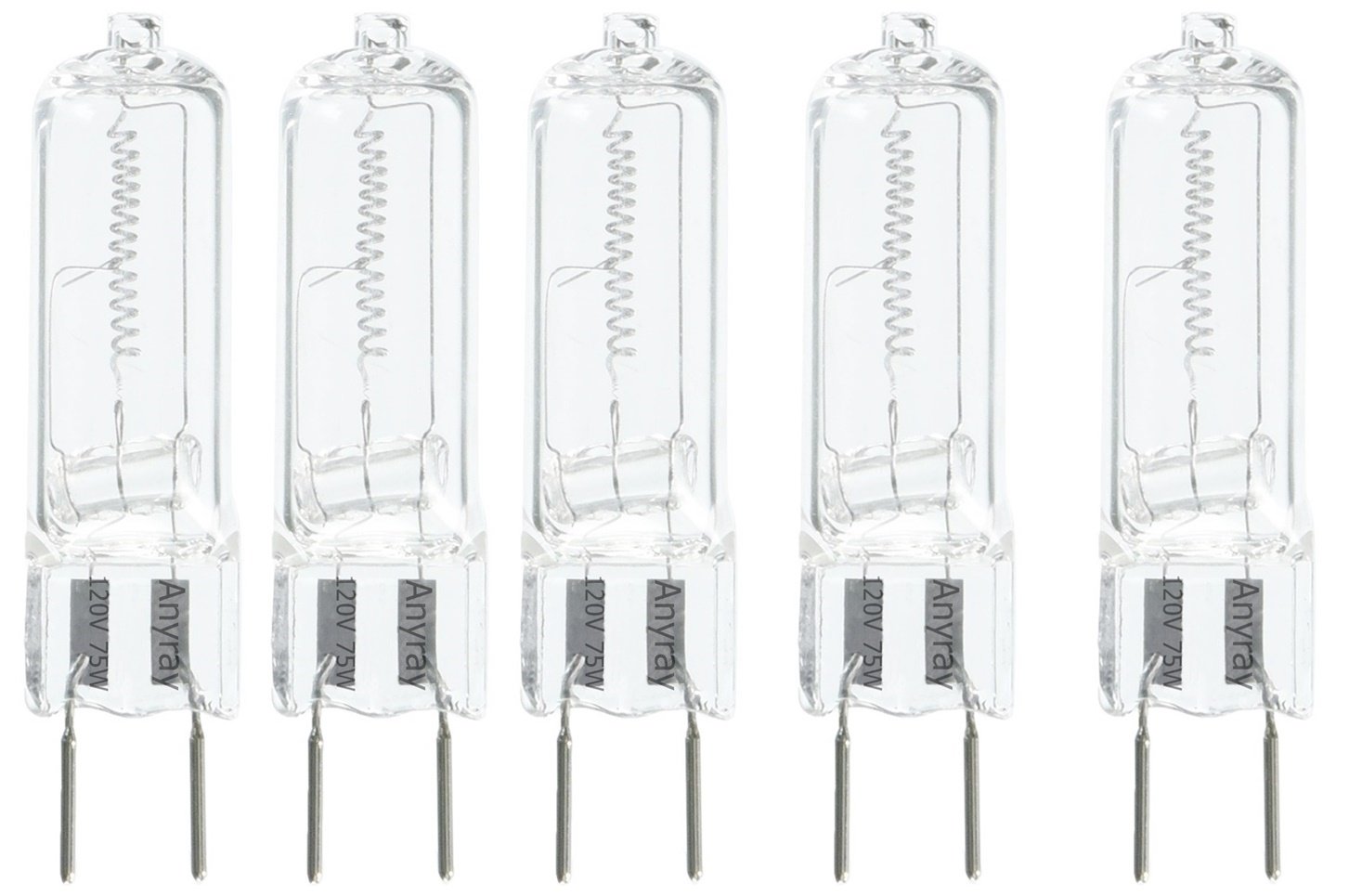 Anyray 5-lamps G8 120V 75W 75 Watt Halogen Light Bulbs G8 Base