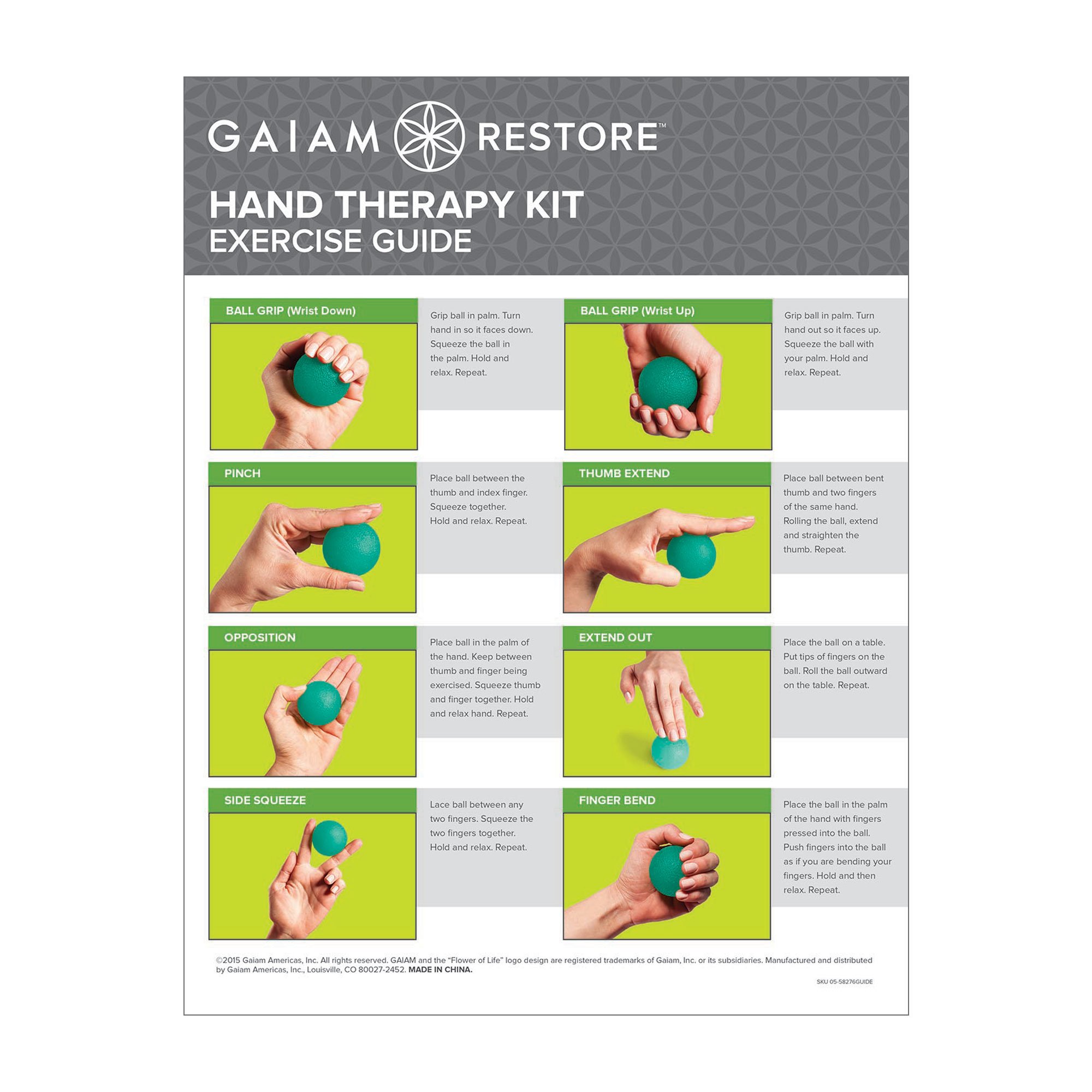 Gaiam Restore Hand Therapy Exercise Ball Kit - 3-Level Hand Grip Strengthener Massage Balls (Soft, Medium, Firm) for Physical Therapy & Hand Pain Relief, Ease Muscle Tension with Hand Balls - Set of 3