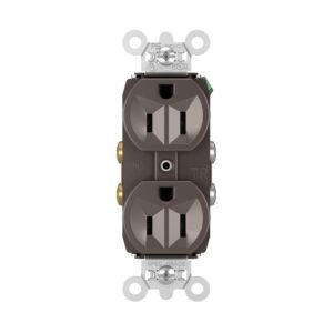 Legrand Pass & Seymour TR5262CC12 15 Amp Tamper Resistant Construction Specification Grade Duplex Receptacle Outlet, Back and Side Wire, Brown (1 Count)