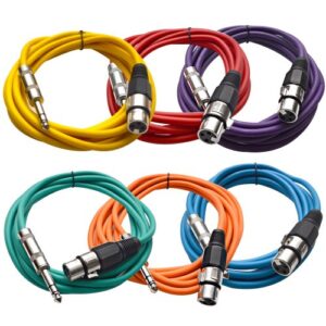 Seismic Audio SATRXL-F10BGORYP 10-Feet XLR Female to 1/4-Inch TRS Patch Cables - Multiple Colors