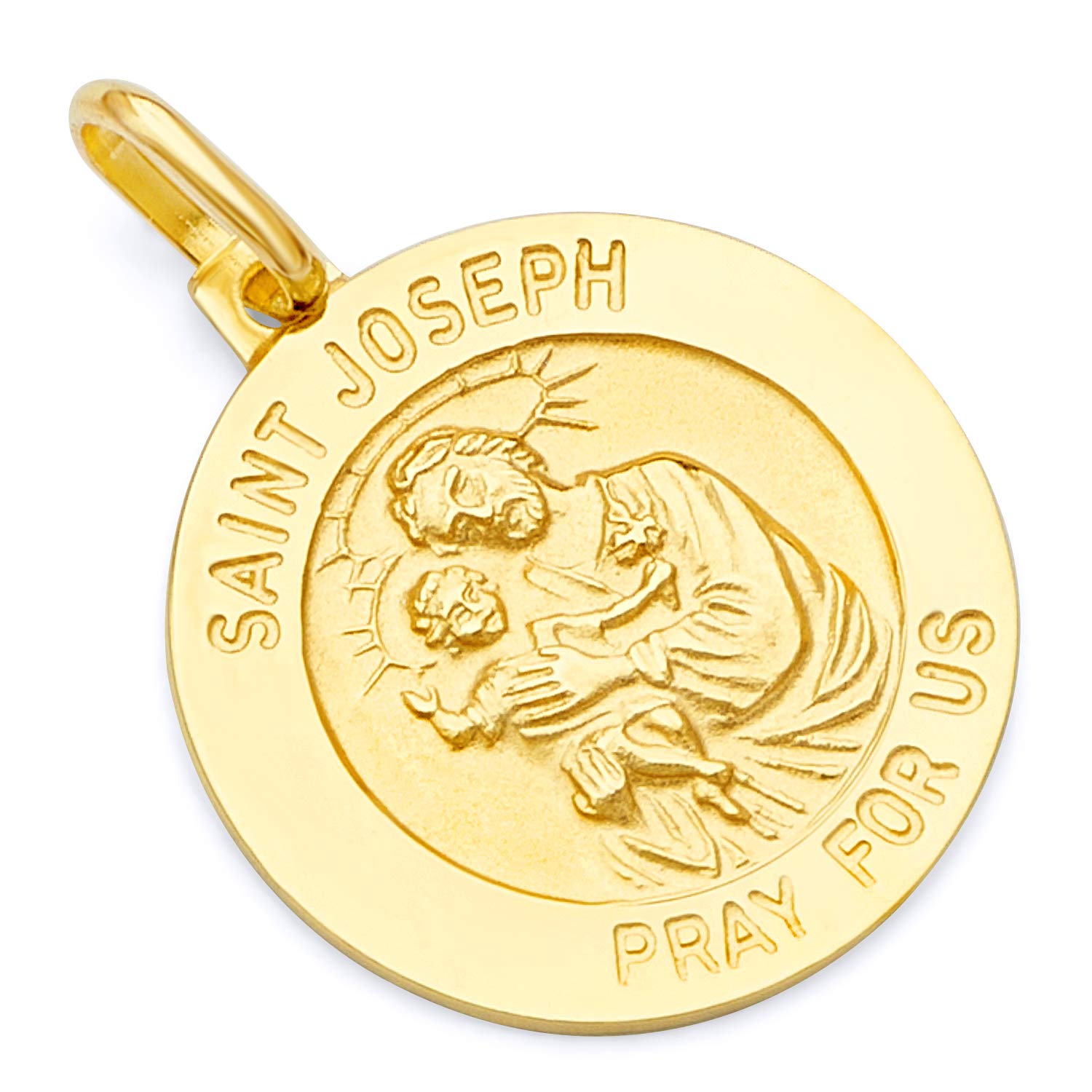 14k Yellow Gold Religious Saint Joseph Medal Charm Pendant