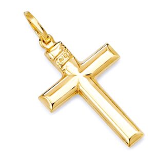 14k yellow gold simple religious cross religious charm pendant