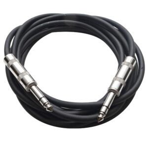 Seismic Audio Speakers TRS Male ¼” To TRS Male ¼” Patch Cable, 10 Foot Balanced Cord, Black