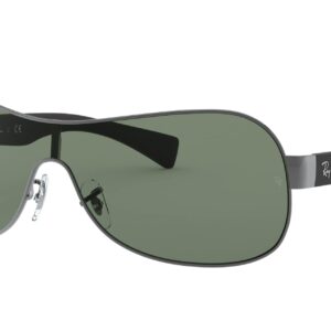 Ray-Ban RB3471 Shield Sunglasses, Gunmetal/Dark Green, 32 mm