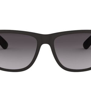 Ray-Ban RB4165 Justin Rectangular Sunglasses, Rubber Black/Light Grey Gradient Dark Grey, 55 mm