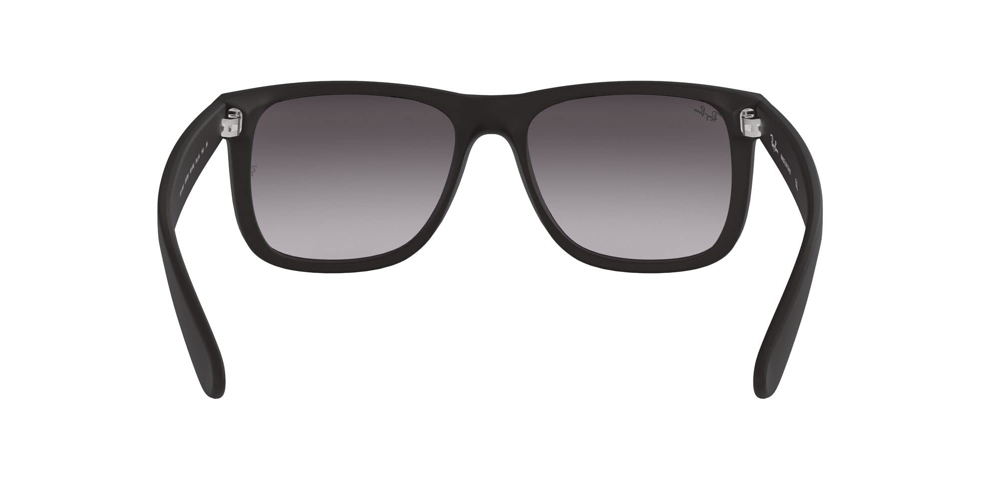 Ray-Ban RB4165 Justin Rectangular Sunglasses, Rubber Black/Light Grey Gradient Dark Grey, 55 mm