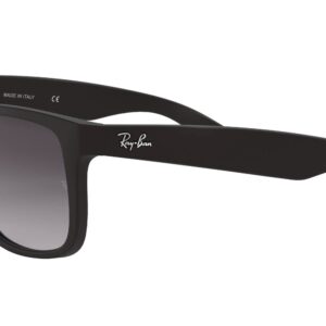 Ray-Ban RB4165 Justin Rectangular Sunglasses, Rubber Black/Light Grey Gradient Dark Grey, 55 mm