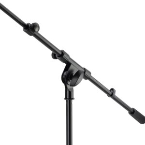 On-Stage MS9701B+ Heavy-Duty Euro-Boom Mic Stand (Setup for Vocal and Instrument Microphones, Adjustable Height, Portable, Folding, Tripod Base, Rubber Feet, Steel and Zinc, 5/8″-27 Threading, Black)