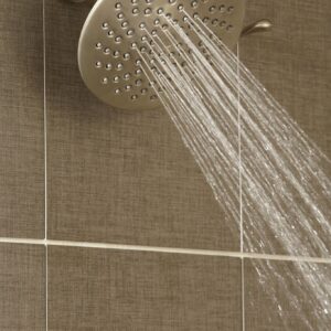 Moen Velocity Eco-Performance Brushed Nickel Two-Function Rainshower 8-Inch Shower Head with Immersion Technology, S6320EPBN