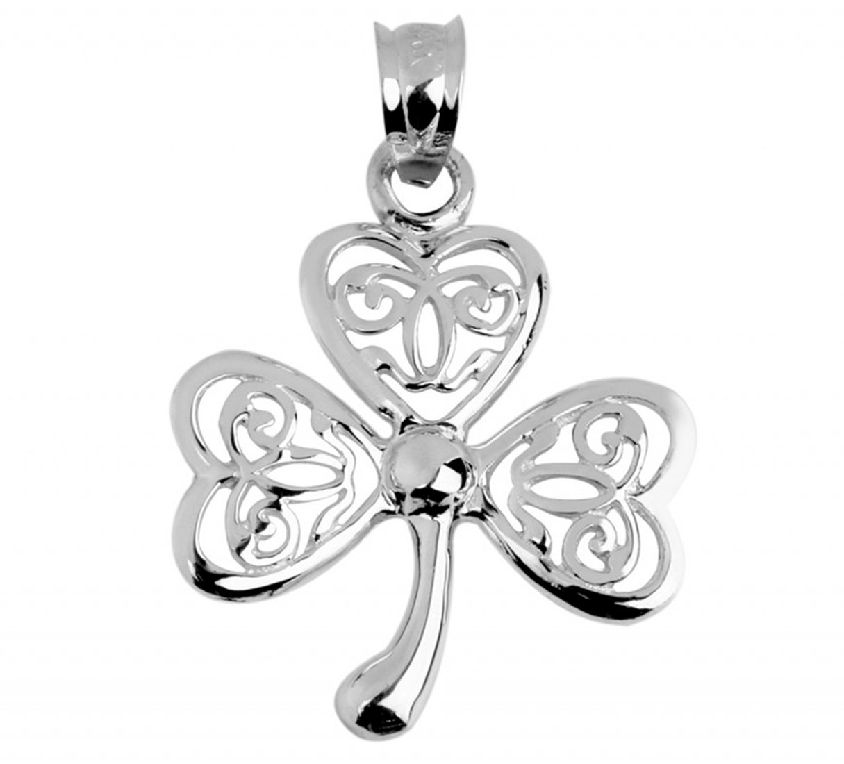 925 Sterling Silver Irish Celtic Three Leaf Clover Good Luck Charm