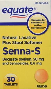 equate natural laxative plus stool softener 30ct compare to senokot-s