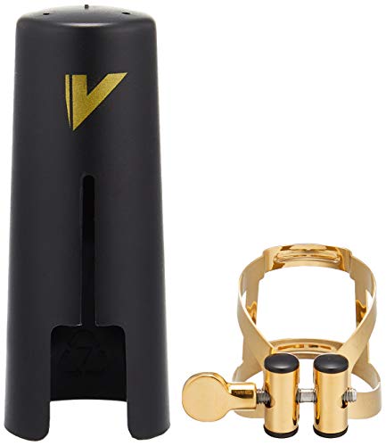 Vandoren LC57DP M/O Ligature and Plastic Cap for Alto Saxophone; Gilded Finish