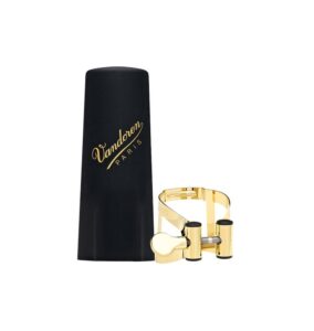 vandoren lc58dp m/o ligature and plastic cap for tenor saxophone; gilded finish