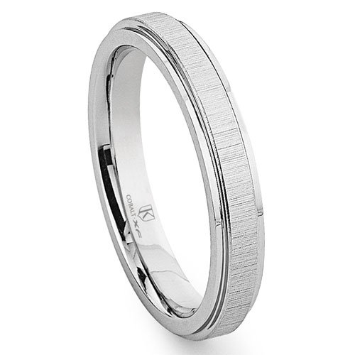 Titanium Kay Cobalt XF Chrome 4MM Satin Finish Wedding Band Ring w/Raised Center Sz 8.0 SN#498