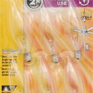 SYLVANIA Double Life Incandescent Light Bulb, B10, 15W, Candelabra Base, 65 Lumens, 3000K, Clear, Soft White - 6 Count (Pack of 1) (15318)