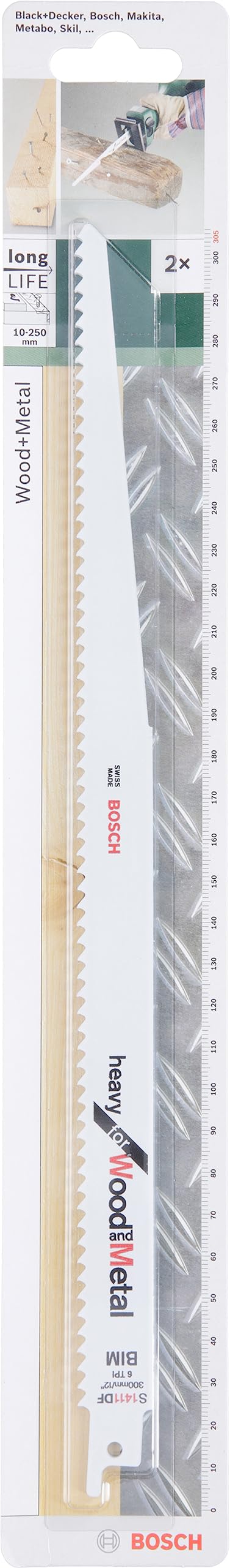 Bosch DIY Säbelsägeblatt Heavy for Wood and Metal zum Sägen in Holz und Metall (2 Stück, S 1411 DF)