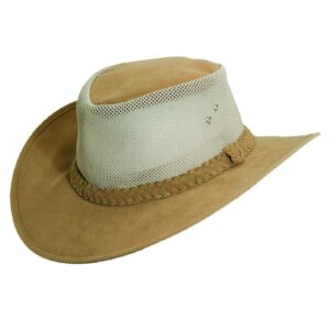 dorfman hat co. men's soaker hat with mesh sides (large/x-large, tan)