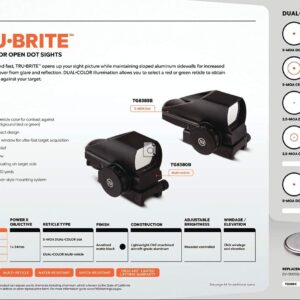 TruGlo TG-TG8380B TruBrite Multi Reticle Dual Color Red and Green Open Dot Hunting Tactical Sight with Weaver Mount System, Black