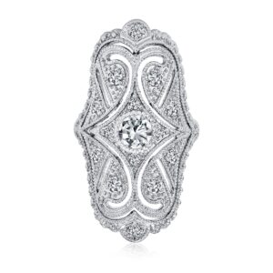 Bling Jewelry Great Gatsby Inspired CZ Vintage Style Full Finger Armor Ring, Size 8