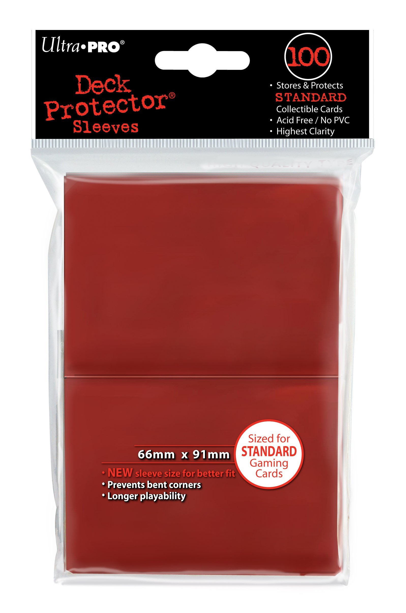 Ultra Pro Deck Protector, Standard, Red, 100 Count