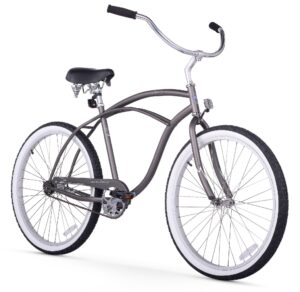 firmstrong urban men's beach cruiser bike, single speed bicycle, 26 inch wheels, matte grey