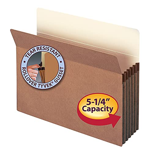 Smead® Redrope File Pockets, Letter Size, 5 1/4" Expansion, 30% Recycled, Redrope, Box Of 50