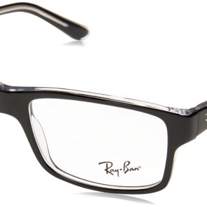 Ray-Ban RX5245 Square Prescription Eyeglass Frames, Black On Transparent/Demo Lens, 54 mm