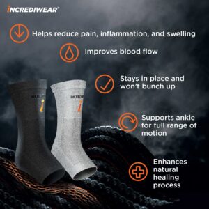 Incrediwear Ankle Sleeve, Grey, Large