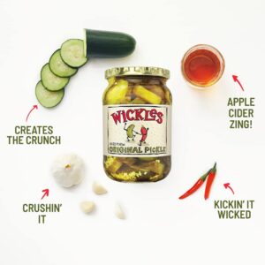 Wickles Pickles Original Pickles (3 Pack) - Spicy Garlic Pickles - Sweet & Hot Pickle Slices - Sweet, Slightly Spicy, Wickedly Delicious (16 oz Each)