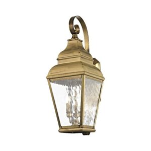 Livex Lighting 2593-07 Exeter 3 Light Outdoor Bronze Finish Solid Brass Wall Lantern with Clear Beveled Glass