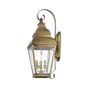 Livex Lighting 2593-07 Exeter 3 Light Outdoor Bronze Finish Solid Brass Wall Lantern with Clear Beveled Glass