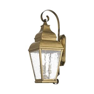 Livex Lighting 2593-07 Exeter 3 Light Outdoor Bronze Finish Solid Brass Wall Lantern with Clear Beveled Glass