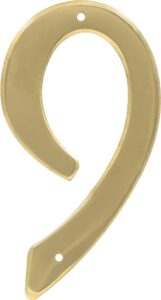 hillman 847051 4-inch nail-on traditional solid brass house number 9