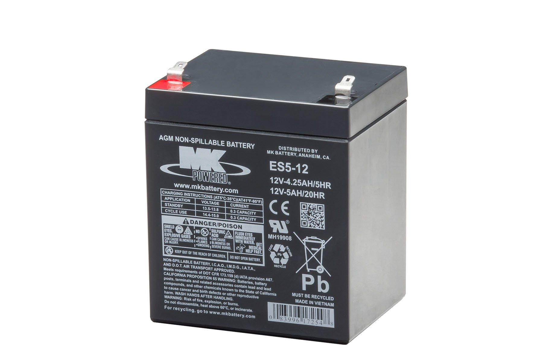 MK Battery ES5-12 Maintenance-Free Rechargeable Sealed Lead-Acid Battery