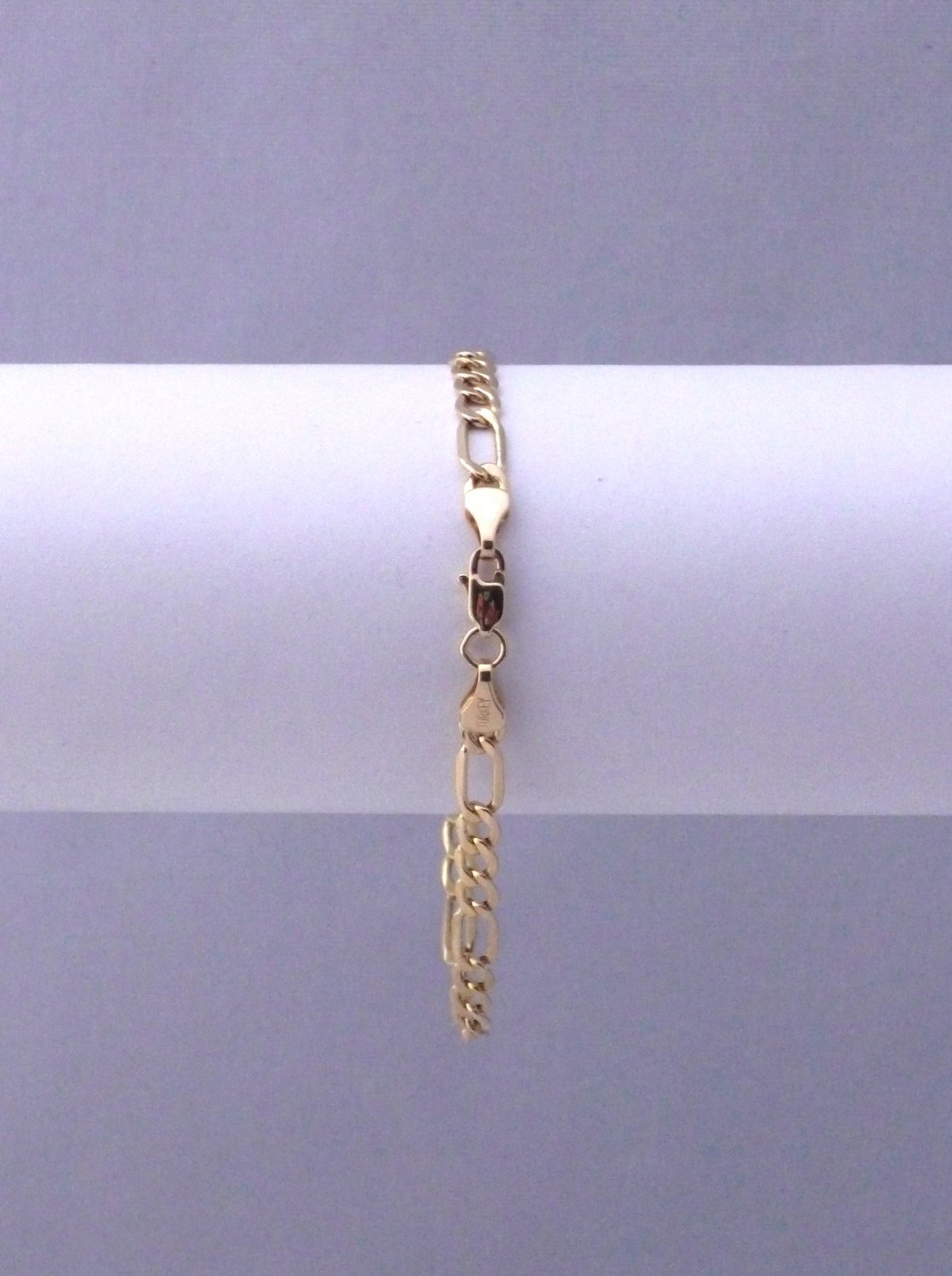 Jewelry Affairs 10k Yellow Real Gold Hollow Figaro Bracelet Chain, 3.5mm, 8.5"