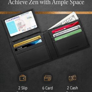 Access Denied Slim Leather Bifold Wallets For Men - Minimalist Mens Wallet RFID Blocking Card Holder With ID Window Gifts For Men