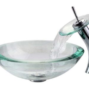 Kraus GV-150-19mm Clear 34mm edge Glass Vessel Bathroom Sink