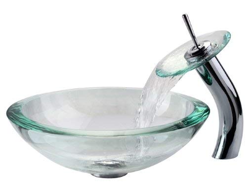 Kraus GV-150-19mm Clear 34mm edge Glass Vessel Bathroom Sink