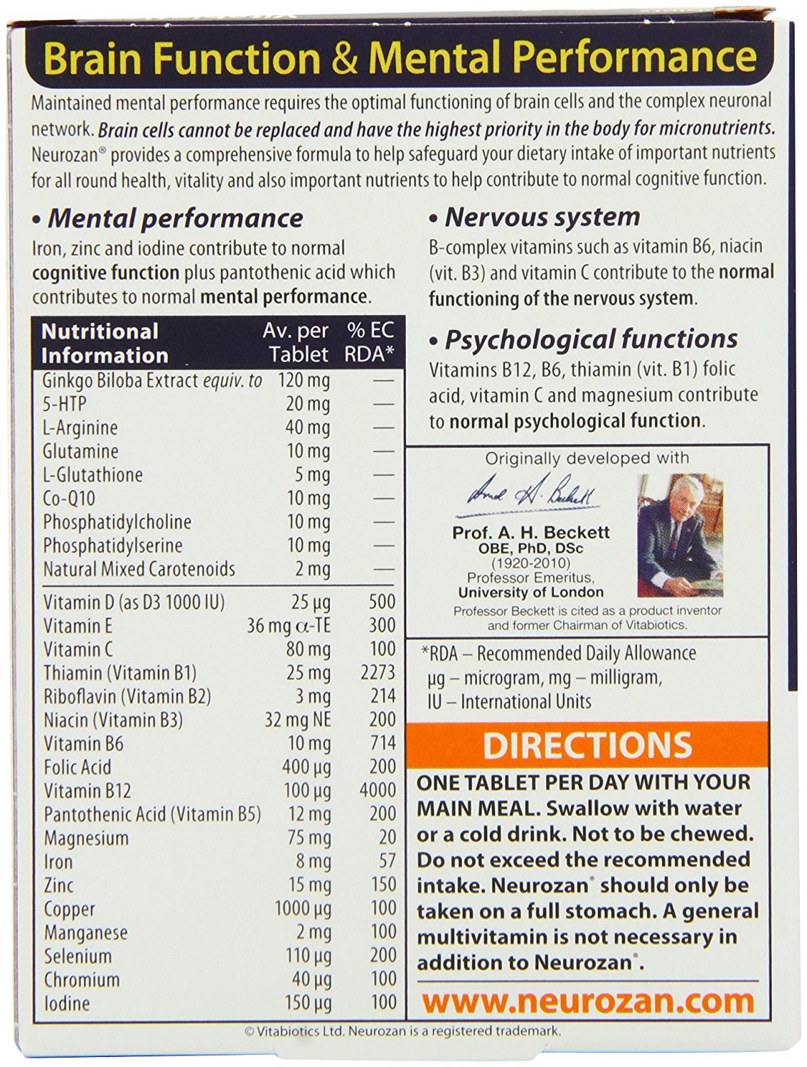 Vitabiotics Neurozan Capsules 30 Capsules