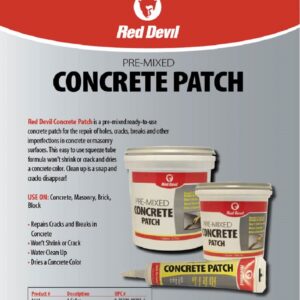 Red Devil 0645 Pre-Mixed Concrete Patch, 5.5 Oz Squeeze Tube, Pack of 1, Gray, 5 Fl Oz