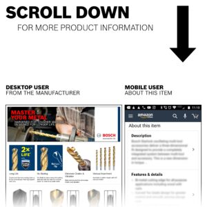 BOSCH TI2135 2-Piece 1/8 In. x 2-3/4 In. Titanium Nitride Coated Metal Drill Bit with 3/8 In. Reduced Shank for Applications in Heavy-Gauge Carbon Steels, Light Gauge Metal, Hardwood
