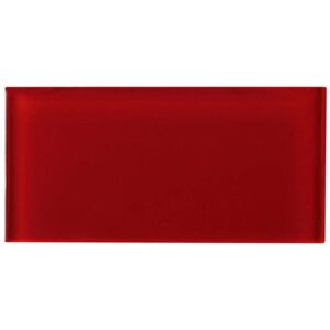 ruby red 3x6 red glass wall tile mosaic backsplash for bathroom, kitchen, accent decor, fireplace (no peel and stick tile) (price per square feet, 8 pieces)