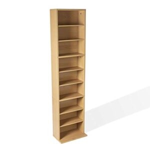 atlantic 74735728 summit cd dvd shelf for inside, media & collectable storage, engineered wood, maple, furniture