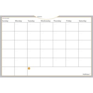 AT-A-GLANCE AW602028 WallMates Self-Adhesive Dry Erase Monthly Planning Surface, 36 x 24 , Gray/White/Orange