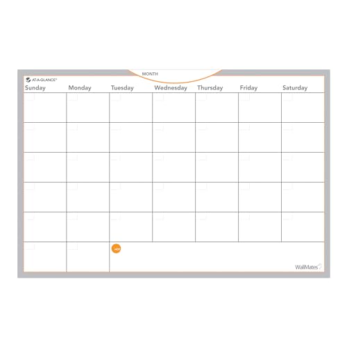 AT-A-GLANCE AW402028 WallMates Self-Adhesive Dry Erase Monthly Planning Surface, 18 x 12